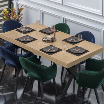 FISHBONE | Gastro Visgraat Tafelblad | B:T 200 x 100 cm | 6cm | Eik | Vierkant