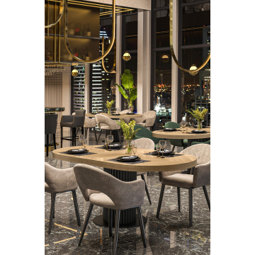 FISHBONE OVAL RUNDE | Gastro Massiv Bordplate | B:T 160 x 90 cm | Eik | Oval