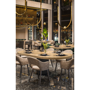 FISHBONE OVAL RUNDE| Gastro Massiv Bordplate | B:T 200 x 100 cm | Eik | Oval