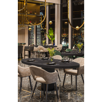 FISKEBEN OVAL | Gastro Massiv Bordplate | B:T 160 x 90 cm | Svart | Oval