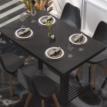 FISHBONE STEEL | Gastro Visgraat Tafelblad | B:T 130 x 80 cm | 5cm | Zwart | Rechthoekig