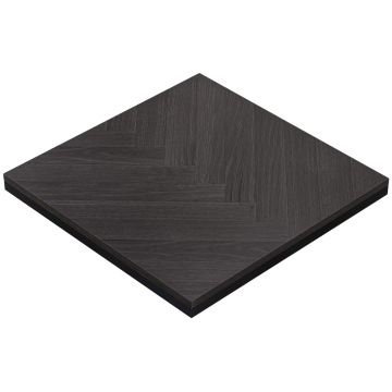 FISKEBEN STÅL | Gastro Fiskebein Bordplate | B:T 80 x 80 cm | 5cm | Sort | Firkantet