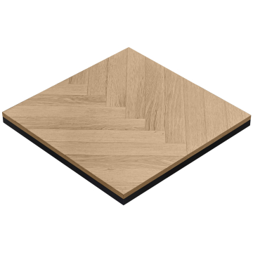 FISKEBENS STÅL | Cateringbordplade med sildebensmønster | B:D 60 x 60 cm | 5 cm tyk | Eg | Firkantet