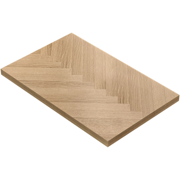 VISGRAAT | Tafelblad met visgraatmotief voor de horeca | B:D 120 x 70 cm | 6 cm dik | Eikenhout | Rechthoekig