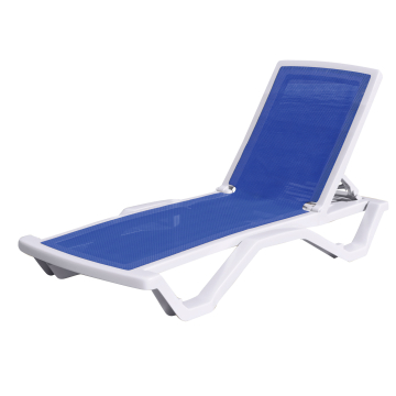 FLORIDA | Lettino prendisole | Tessile/Plastica | Bianco/Blu | Impilabile