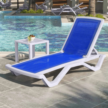 FLORIDA | Sonnenliege | Textilien/Kunststoff | Weiß/Blau | Stapelbar