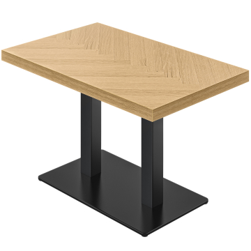 FM | Table de bistrot | L: 120 x 70 cm | H : 78 cm | Chêne | Structure : Noir