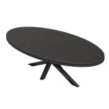 FOS | Bistro Bord | Ovalt | 200 x 100 cm | H 78 cm | Sort | Stel: Sort