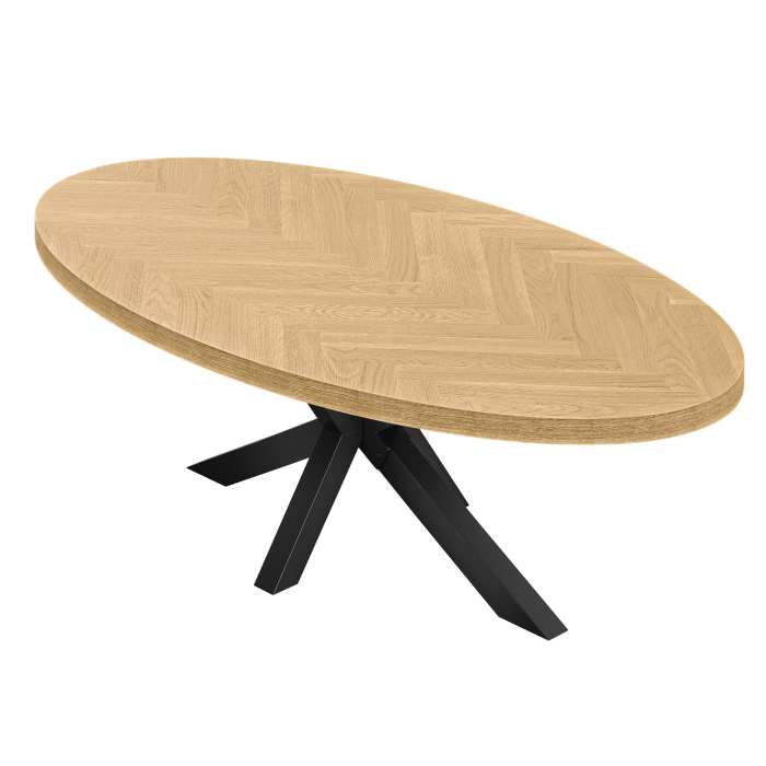 FOS | Bistro Tisch | Oval | 180 x 90 cm | H 78 cm | Eiche | Gestell: Schwarz