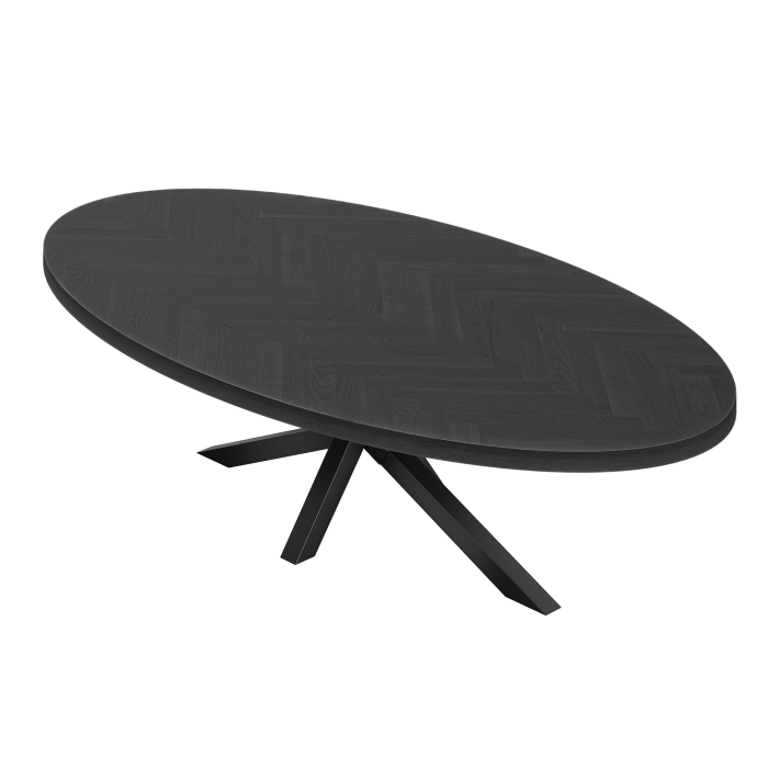 FOS | Bistro Tisch | Oval | 230 x 110 cm | H 78 cm | Schwarz | Gestell: Schwarz