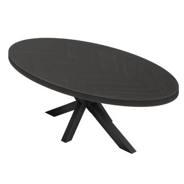 FOS | Bistrobord | Oval | 160 x 90 cm | H 78 cm | Svart | Ramme: Svart