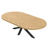 FROS | Table de Bistro | Oval | 200 x 100 cm | H 78 cm | Chêne | Pied : Noir