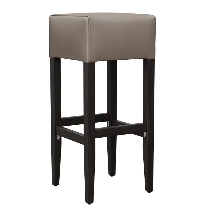 FRANCESCO | Taburete de bar tapizado | Piel | Madera | Taupe/Grau/Braun | sin respaldo