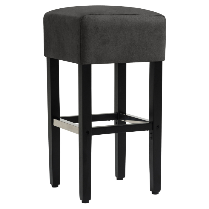FRANCESCO | Tabouret de bar Gastro | Cuir | Bois | Noir | Sans dossier