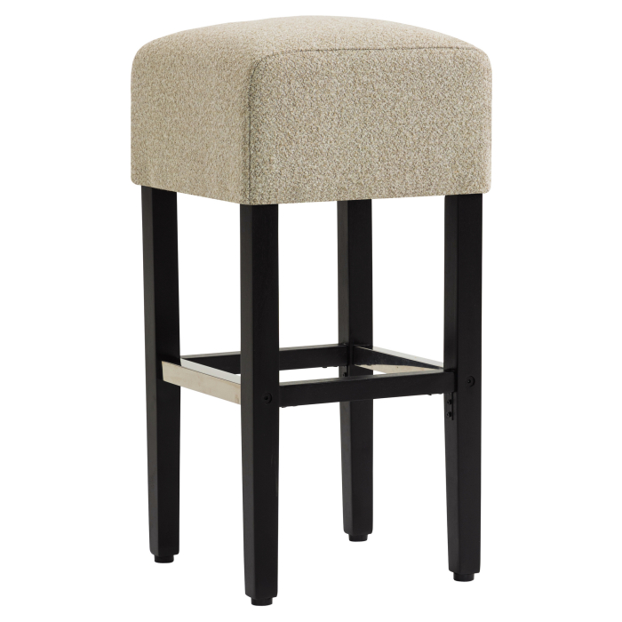 FRANCESCO | Taburete de bar Gastro | Tela Teddy | Madera | Beige | Sin respaldo
