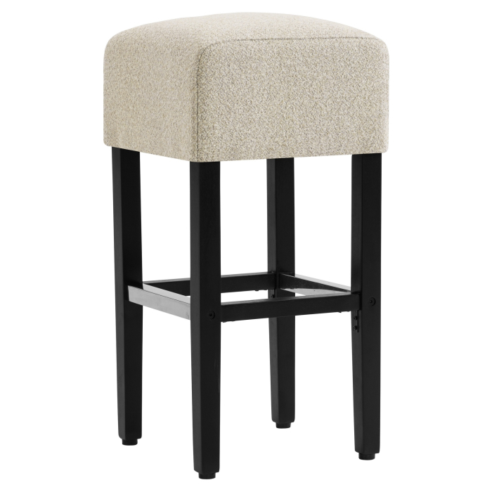 FRANCESCO | Taburete de bar Gastro | Tela Teddy | Madera | Crema | Sin respaldo