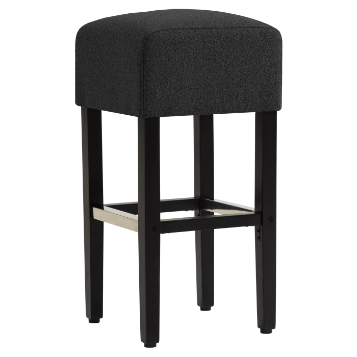 FRANCESCO | Tabouret de bar Gastro | Tissu Teddy | Bois | Gris foncé | Sans dossier