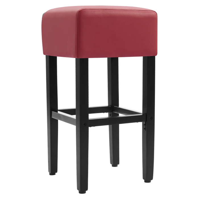 FRANCESCO | Sgabello da bar gastro | Pelle | Legno | Rosso | senza schienale
