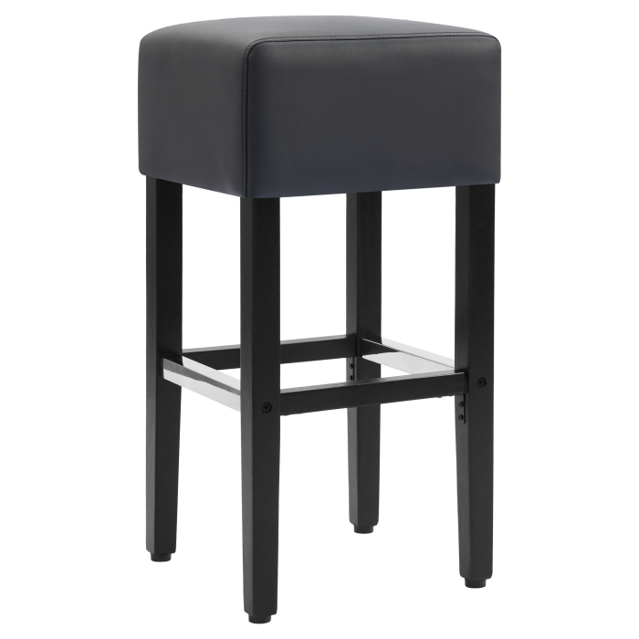 FRANCESCO | Gastro Barkruk | Leder | Hout | Zwart | zonder rugleuning