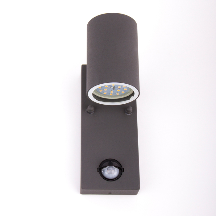 FRANS LED Lámpara de pared con sensor de movimiento Antrhazit 2x7W 11x18cm IP44 1400lm 5000h