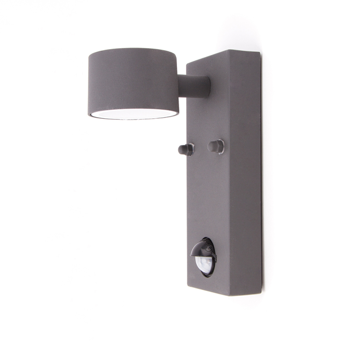 FRANS LED utendørs sensor vegglys bevegelsesdetektor antrasitt 7W 11x16cm IP44 700lm 5000h