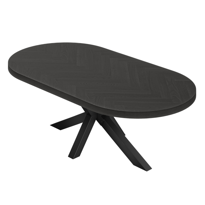 FROS | Bistro Tisch | Oval | 160 x 90 cm | H 78 cm | Schwarz | Gestell: Schwarz