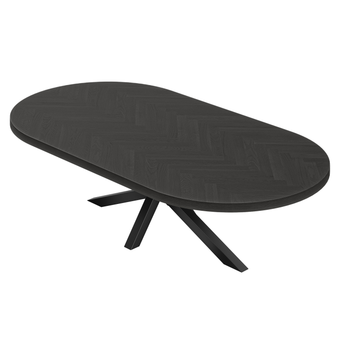FROS | Bistro Tisch | Oval | 200 x 100 cm | H 78 cm | Schwarz | Gestell: Schwarz