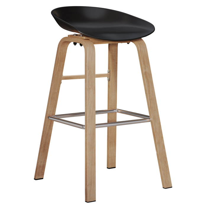 FRANKY | Molded Plastic Bar Stool | Black | Plastic