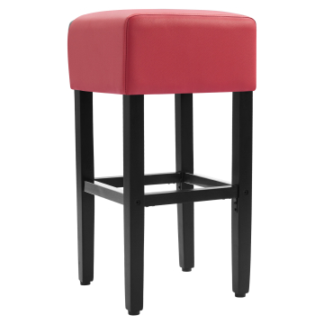 FRANCESCO | Gastro Bar Stool | Leather | Wood | Red | Without Backrest