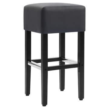 FRANCESCO | Gastro Barkruk | Leder | Hout | Zwart | zonder rugleuning