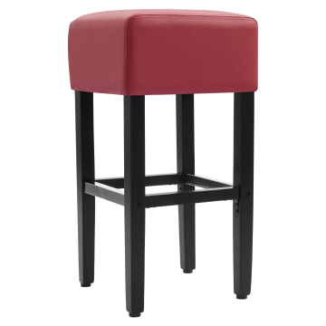 FRANCESCO | Gastro Barstoel | Leer | Hout | Rood | zonder rugleuning