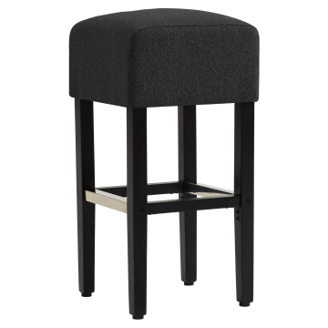 FRANCESCO | Tabouret de bar Gastro | Tissu Teddy | Bois | Gris foncé | Sans dossier