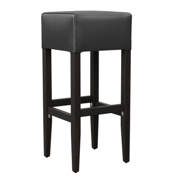 FRANCESCO | Upholstered Bar Stool | Leather | Wood | Black | without backrest