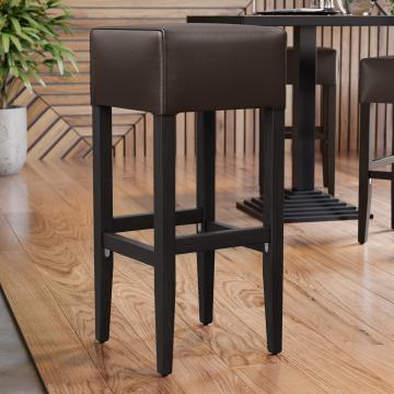 FRANCESCO | Gastro Barhocker | Leder | Holz | Braun | ohne Lehne