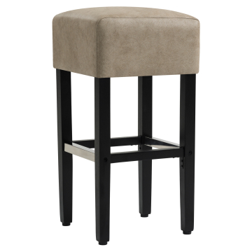 FRANCESCO | Gastro barkruk | Leer | Hout | Beige | Zonder rugleuning