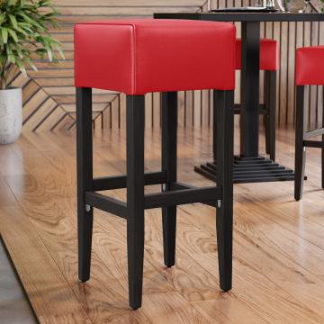 FRANCESCO | Gastro Barhocker | Leder | Holz | Rot | ohne Lehne