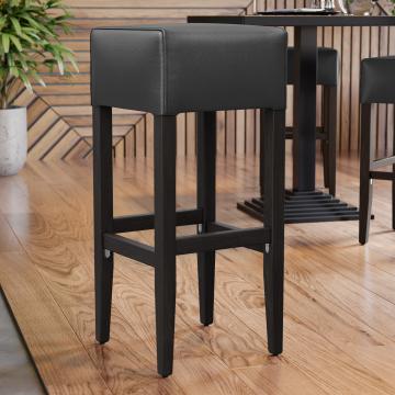 FRANCESCO | Gastro Barhocker | Leder | Holz | Schwarz | ohne Lehne