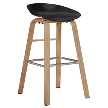 FRANKY | Molded Plastic Bar Stool | Black | Plastic
