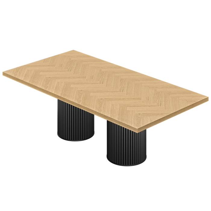 FT | Bistrobord | B:T 200 x 100 cm | H 77 cm | Eg | Stel: Sort | Ø 50 x 50 cm