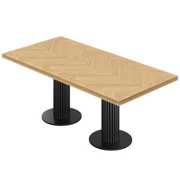 FT | Bistro Tafel | B: 160 x 90 cm | H: 77 cm | Eikenkleur | Onderstel: Zwart | Ø 50 x 20 cm