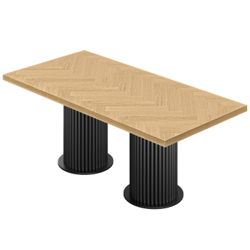 FT | Bistro Tisch | B:T 180 x 90 cm | H 77 cm | Eiche | Gestell: Schwarz | Ø 50 x 40 cm