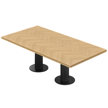 FT | Tavolo Bistro | B:T 230 x 110 cm | H 77 cm | Rovere | Struttura: Nero | Ø 50 x 20 cm