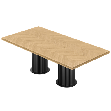 FT | Table de bistrot | L: 230 x 110 cm | H 77 cm | Chêne | Pied: Noir | Ø 50 x 40 cm