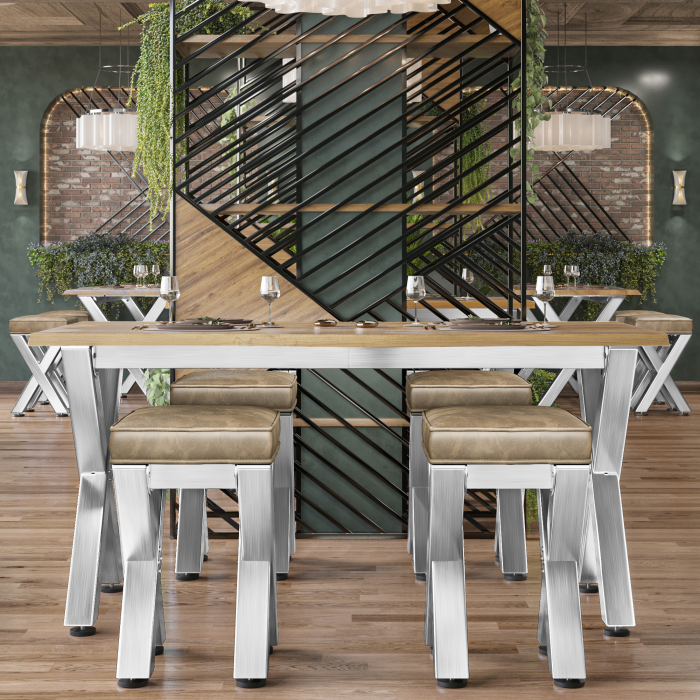 JUANA | Gastro Barstol | B:H 40 x 81cm | Rustfritt stål/ Taupe | Lærsete: Taupe | uten ryggstøtte JUANA | Gastro Barstol | B:H 40 x 81cm | Rustfritt stål/ Taupe | Lærsete: Taupe | uten ryggstøtte