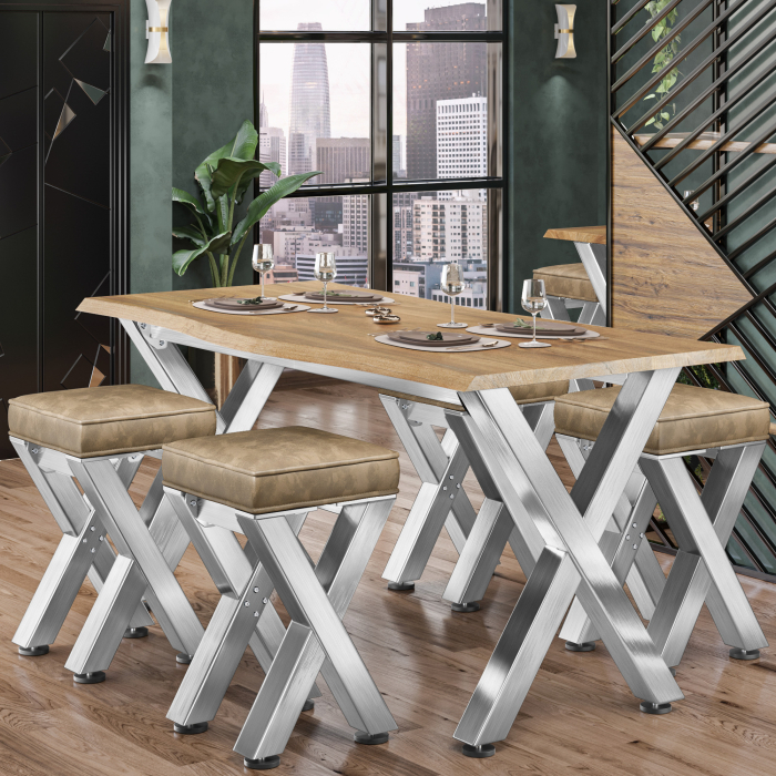 JUANA | Gastro Barstol | B:H 40 x 81cm | Rustfritt stål/ Taupe | Lærsete: Taupe | uten ryggstøtte JUANA | Gastro Barstol | B:H 40 x 81cm | Rustfritt stål/ Taupe | Lærsete: Taupe | uten ryggstøtte