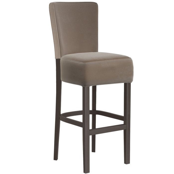 LUCA FULL | Gastro Barstol | Samt | Tre | Taupe