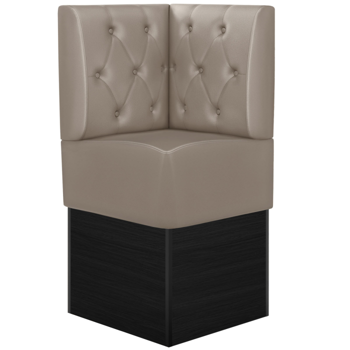 DENVER | Hörnsoffa till restaurang | B:H 64 x 133 cm | Taupe | Chesterfield romb | Läder
