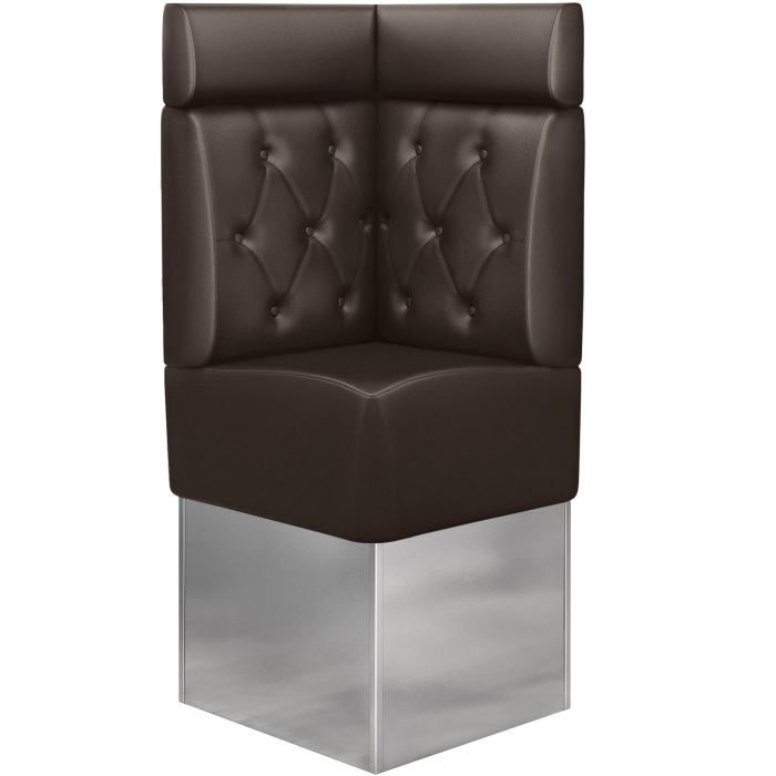 DALLAS | Hörnsoffa till restaurang | B:H 64 x 158 cm | Brun | Chesterfield romb | Läder