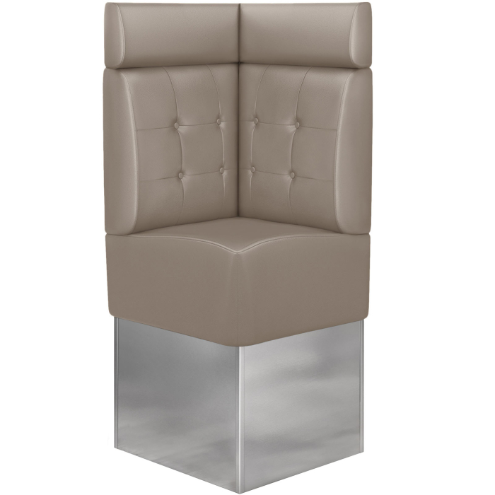 DALLAS | Hörnsoffa till restaurang | B:H 64 x 158 cm | Taupe | Chesterfield-knapp | Läder