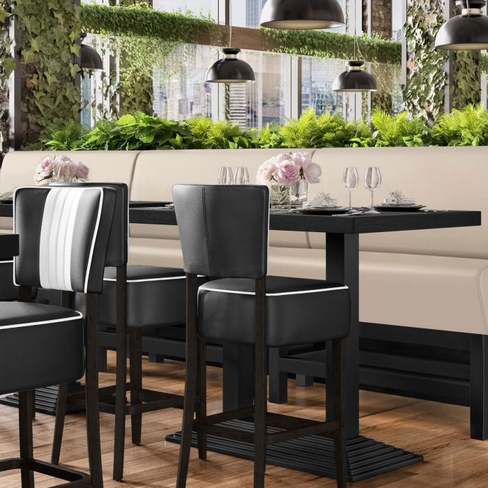 MIAMI | Hög restaurangsoffa | B:H 120 x 133 cm | Krämfärgad | Smidig | Läder MIAMI | Hög restaurangsoffa | B:H 120 x 133 cm | Krämfärgad | Smidig | Läder
